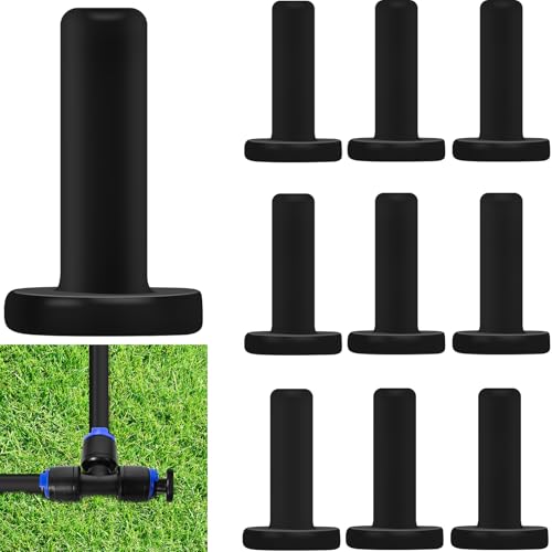 10 Pack 1/4" End Plugs for Drip Irrigation Tee Connectors, Quick Connect Universal Drip Irrigation Tubing Coupling Valve,Fitting for Sprinkler or Drip Irrigation System Parts & Connectors - color: Black-1/4" Plug