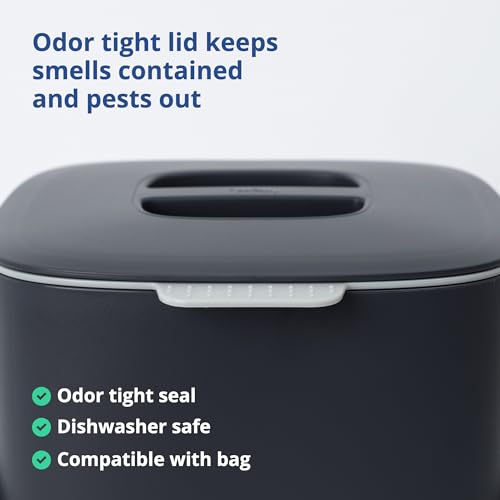 Blue Ginkgo Kitchen Compost Bin, 2.6L Countertop Compost Bin, Dark Grey - color: Gray, size: 0.69 gal / 2.6 L (Single Handle)