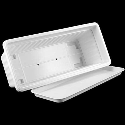 6 Pack 17 Inches Countryside Flower Box Planters, Plastic Vegetable Planters with 30 PCS Plant Labels, White Flower Window Boxes with Attached Tray for Windowsill, Patio, Garden, Balcony… - size: 6 Pack White