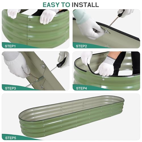Galvanized Raised Garden Bed Outdoor, 8x2x1ft, Olive Green - color: Olive Green, size: 8×2×1ft (1 Pack)