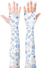 Gardening Sleeves for Women UV Sun Protection with Thumb Hole Anti-Scratch - color: Blue Floral