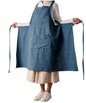 Cute Denim Matching Apron for Kids and Adults, Cook Art Paint Garden - color: Blue, size: Adult (One Size)