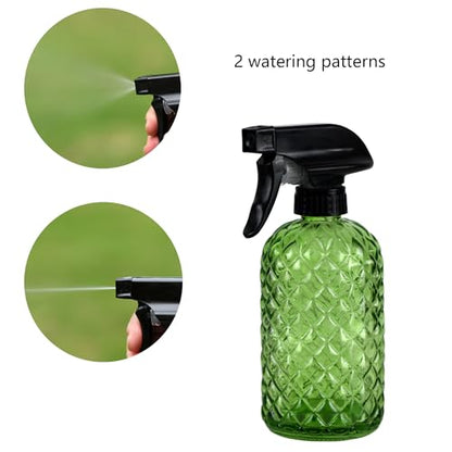 12Oz Glass Plant Spray Bottle with Black Plastic Top Pump - color: Green
