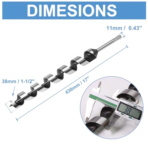 38 x 430mm (Approx. 1-1/2 x 17 Inch) Wood Auger Drill Bit - 1pcs - size: 38x430mm (Approx. 1-1/2 x 17")