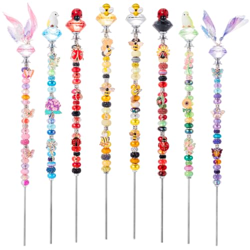 264Pcs Beaded Animal Garden Stakes Fairy Wand 12in Threaded Rods - color: Animal