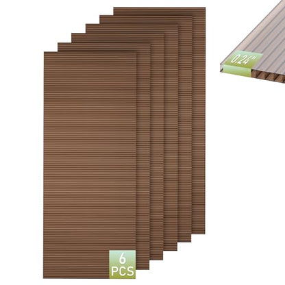 Bezseller 6 Pcs 5'x2' Polycarbonate Greenhouse Panels, Brown - color: Brown, size: 0.24"丨6 Pcs