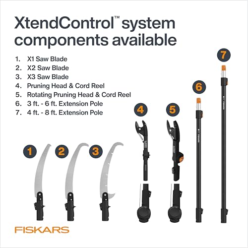 Fiskars 3-14 Ft XtendControl Extendable Modular Pole Saw & Tree Trimmer - style: 14' X2 Hook Bill Saw