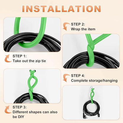 M METERXITY 8-Pack Twist Rubber Ties, 17-Inch EVA Foam Reusable Twist Ties for Organizing Bundling Cords/Wires/Cables, Bendable Rubber Tie Down Straps [Green]