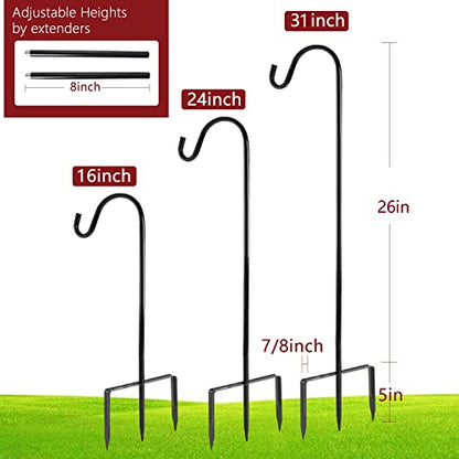 2 Pack Shepherd Hook, Bronze, 31 Inch, Adjustable Height, 1/2" Thick - color: Bronze, size: 31 inch