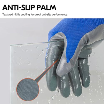 Vgo... 10Pairs Non-Slip Safety Work Gloves,Nitrile Coated (NT2110,M) - color: Blue, size: Medium