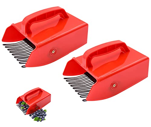 2 Pack Berry Pickers and Rakes with Metallic Comb and Ergonomic Handle - color: 2 Pack