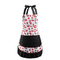 Retro Floral Apron for Women With Pockets for Cooking & Gifting - color: Cherry