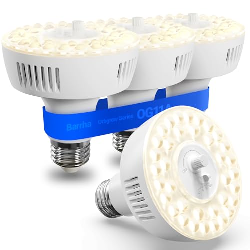 Barrina OG11A Grow Light Bulbs for Indoor Plant, 4000K 11W, 4 Packs, White - color: 4000K-White Cover, size: 11W-4 Packs