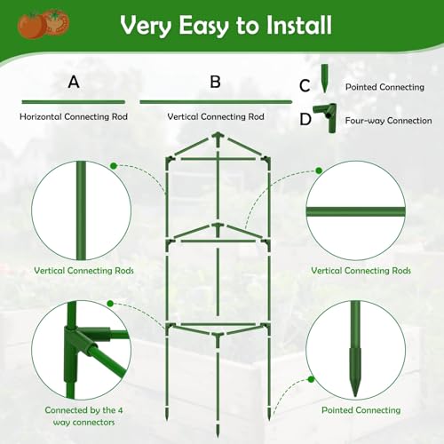 3 Pack Tomato Cages for Garden with Tomato Netting