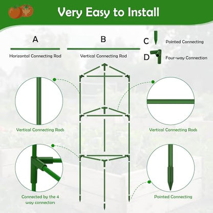 3 Pack Tomato Cages for Garden with Tomato Netting