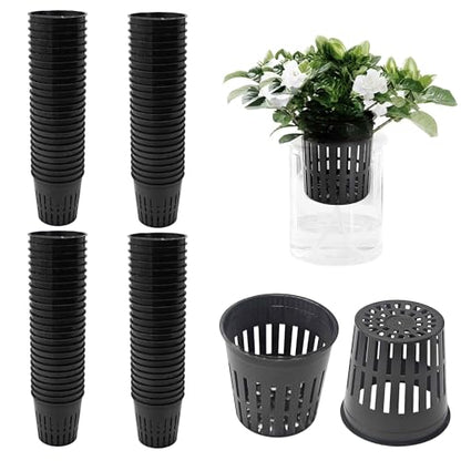 100PCS 2 Inch Net Pots for Hydroponics Slotted Mesh Net Cups Wide Lip Planting Baskets for Orchids Vegetables Indoor Outdoor Plant Growing - size: 100pcs