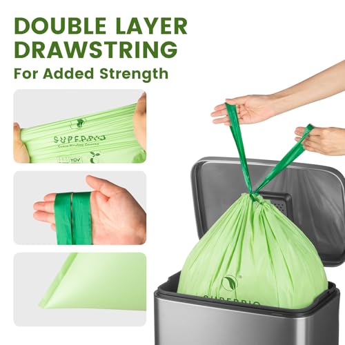 SUPERBIO 4 Gallon Compostable Drawstring Food Scrap Bags - style: 4 gallon,40 count