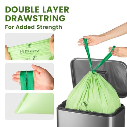 SUPERBIO 4 Gallon Compostable Drawstring Food Scrap Bags - style: 4 gallon,40 count