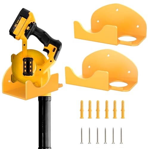Leaf Blower Rack, Wall-Mounted Tool Hanger Compatible with DCE100B, Grass Trimmers, Hedge Trimmers & Garden Power Tools for Garage Organization,2 Pack - color: Yellow-2 Pack