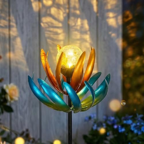 Solar Wind Spinners Outdoor, Metal Garden Windmill for Yard Decoration