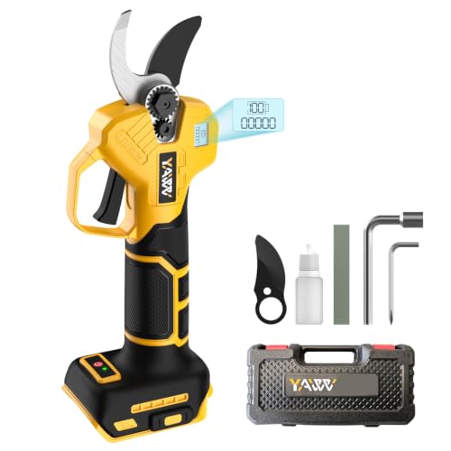 Brushless Electric Pruning Shears for DeWalt 20V Battery, Portable Cordless Pruning Shears with LCD Display＆SK5 Blades, Adjustable Cutting Diameter 0.8-1.2 Inch for Gardening Tree Pruning(NO Battery) - style: For De-Walt