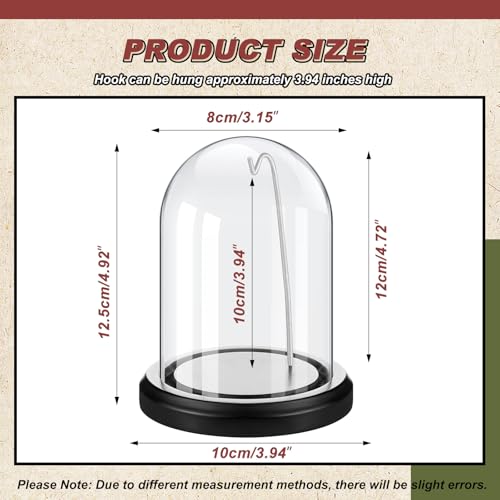 Beeveer 2 Pcs Glass Pocket Watch Display Dome 3'' x 5'' with Black Base - color: Silver Hook, size: 3" x 5", style: Dome Style