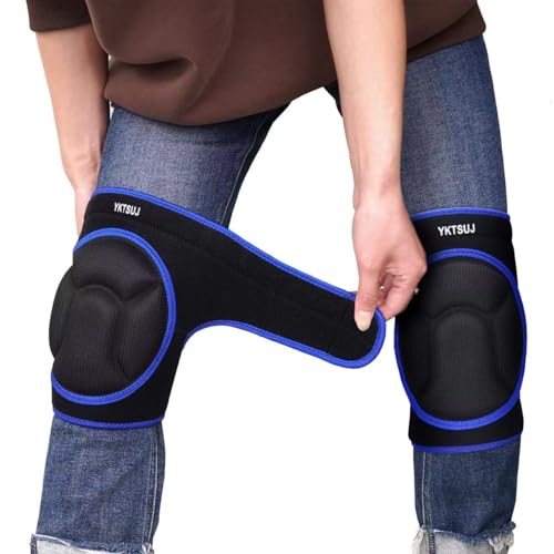 Women Men Knee Pad Suitable for House Working, Floor and Carpet Cleaning, Gardening Maintain, Construction Work, High Elastic Fabric Men Knee Pads Protect Knee Safety - color: D-Black with Blue Edge, size: Large