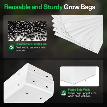 VIVOSUN 50-Pack 3 Gallon Plastic Grow Bags for Plants, Black & White - size: 3 Gallon