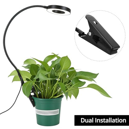 QWORK 3 Pack Ring Grow Lights for Indoor Plants, Full Spectrum LED with Timer