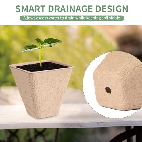 80-Pack 3.15" Square Biodegradable Seed Starter Pots