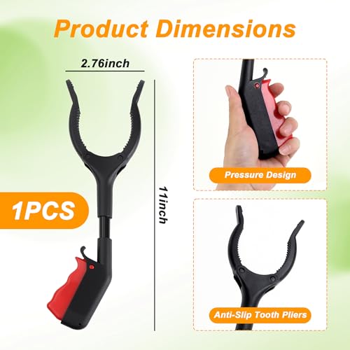 Trash Grabber Reacher Tool, 11inch 360° Rotating Jaw, Anti-Slip Grip