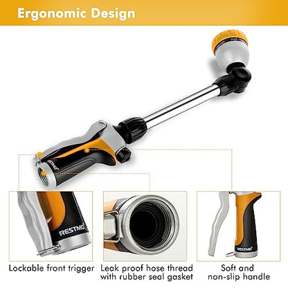 RESTMO Heavy Duty Metal Hose Wand, Watering Wand for Garden Hose - color: Yellow