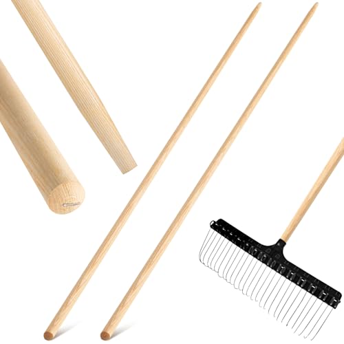 Leinuosen 2 Pack 54 Inch Replacement Wood Rake Handle for Leaf Rake - size: 54 Inch