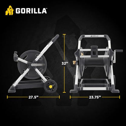 Gorilla Mobile Aluminum Garden Hose Reel, 225 Ft, Zero-Rust, No-Leak Brass - size: 225 FT
