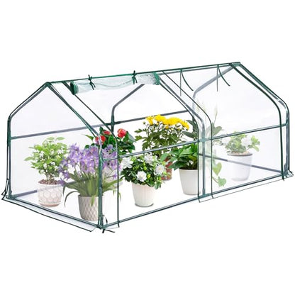 Garvee Mini Greenhouse with Zippered Doors & Roll-up Windows, 71" x 36" x 36" Portable Plant Hot House with Durable PVC Cover, Water Resistant, UV Protected for Outdoor Flowers, Vegetables - size: 71"x36"x36"