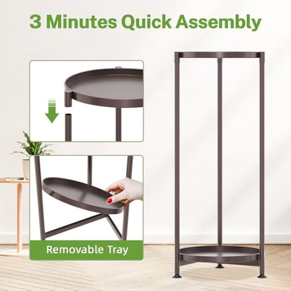 iDavosic.ly 2 Tier Metal Plant Stand Indoor Outdoor, 29 Inch Tall, Bronze - color: Violet Bronze