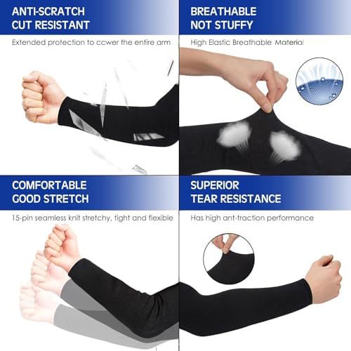 Geyoga Arm Sleeves Guards Cut Resistant HPPE,Large,Hppe,Blue - color: Black, Gray, size: Large, style: Hppe