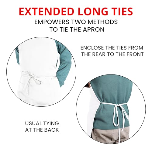 Utopia Kitchen Bib Aprons 10 Pack Adjustable With 2 Pockets - color: White