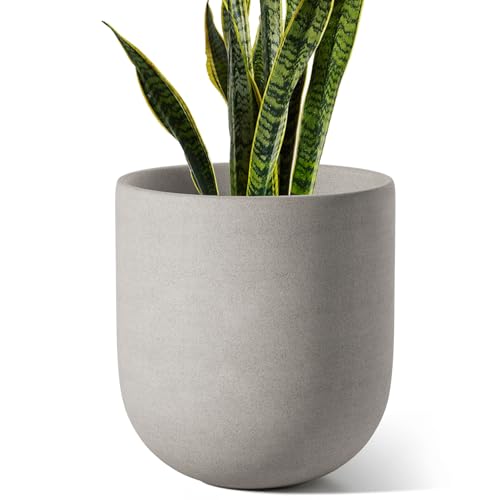 LE TAUCI 10 Inch Plant Pot, Ceramic Pots for Plants, Neutral Gray - color: Neutral Gray, size: 10 Inch