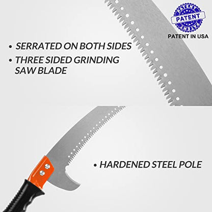 10FT Pole Saw for Tree Trimming 2-in-1 Hand Saw Steel Blade Tree Pruner - size: 10 FT