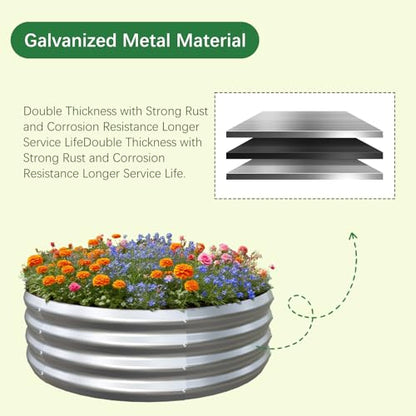 Galvanized Garden Bed Kit for Vegetables/Herbs/Flowers 4x4x1 Outdoor Raised Planter Box - size: 4X4X1