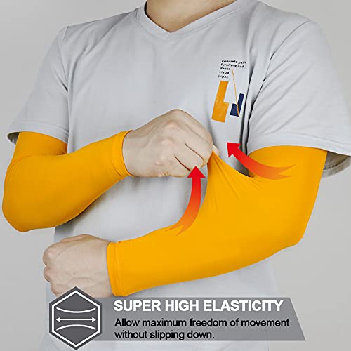 beister UV Protection Arm Sleeves for Men & Women, UPF 61+ Cooling Cover - color: Yellow, size: Large