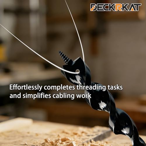 DECKRKAT 54" Flexible Installer Drill Bit - 1" Auger with Fish Eye Hole & Anti-Slip 3-Flat Shank for Wire Pulling Through Walls, Ceilings, Sidewalks. - size: 54X1"