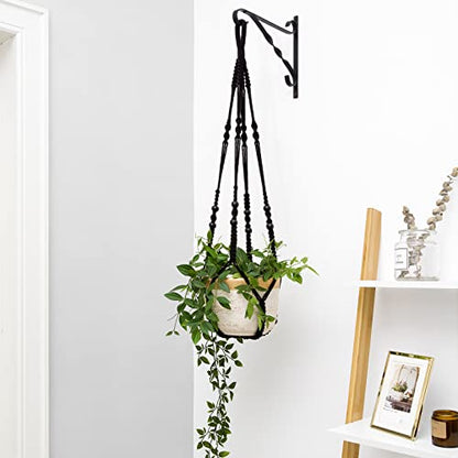 Mkono Macrame Plant Hanger Indoor 35 Inch Hanging Planter Basket Black 2Pc - color: Black