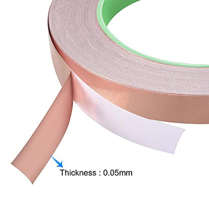 uxcell Double-Sided Conductive Tape Copper Foil Tape Adhesive 3mm x 30m/98.4ft for Guitar, EMI Shielding Crafts, Electrical Repairs, Stained Glass - size: 3mm