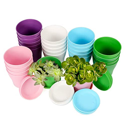 TDHDIKE 10 Pcs Plastic Planters Indoor Flower Plant Pots (5color) - color: 5color 25