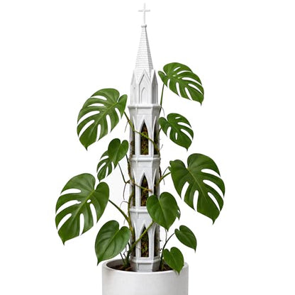 Gothic Tower Moss Pole for Monstera, Self Watering Plant Stake, White