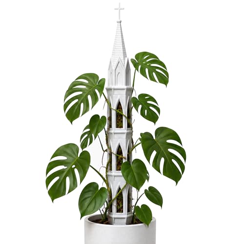 Gothic Tower Moss Pole for Monstera, Self Watering Plant Stake, White