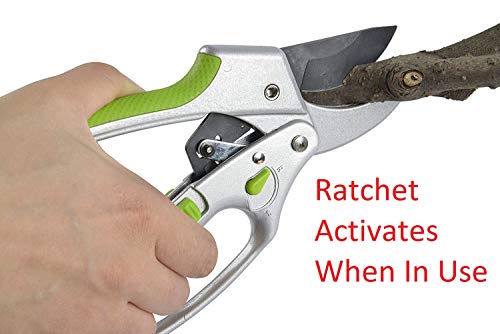 Garden Guru Ratchet Hand Pruning Shears - 2 in 1 Professional Garden Clippers with Ergonomic Grip - Makes Tough Cuts Easy (4 Pack) - size: 4 Pack, style: 2 in 1 Ratchet