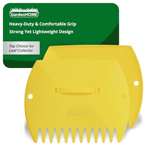 GardenHOME Leaf Scoops Hand Rakes, Large Leaf Grabbers for Yard Work and Garden Use, Clear and Collect Garden Rake, Leaf Scooper and Claws for Leaves, Lawn Debris, and Trash Cleanup, Yellow - style: light yellow